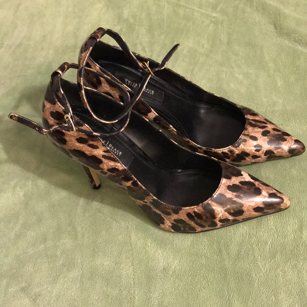 White House Black Market animal print heels